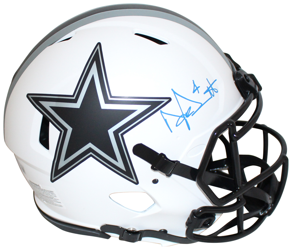 Dak Prescott Autographed Dallas Cowboys Authentic Lunar Helmet BAS
