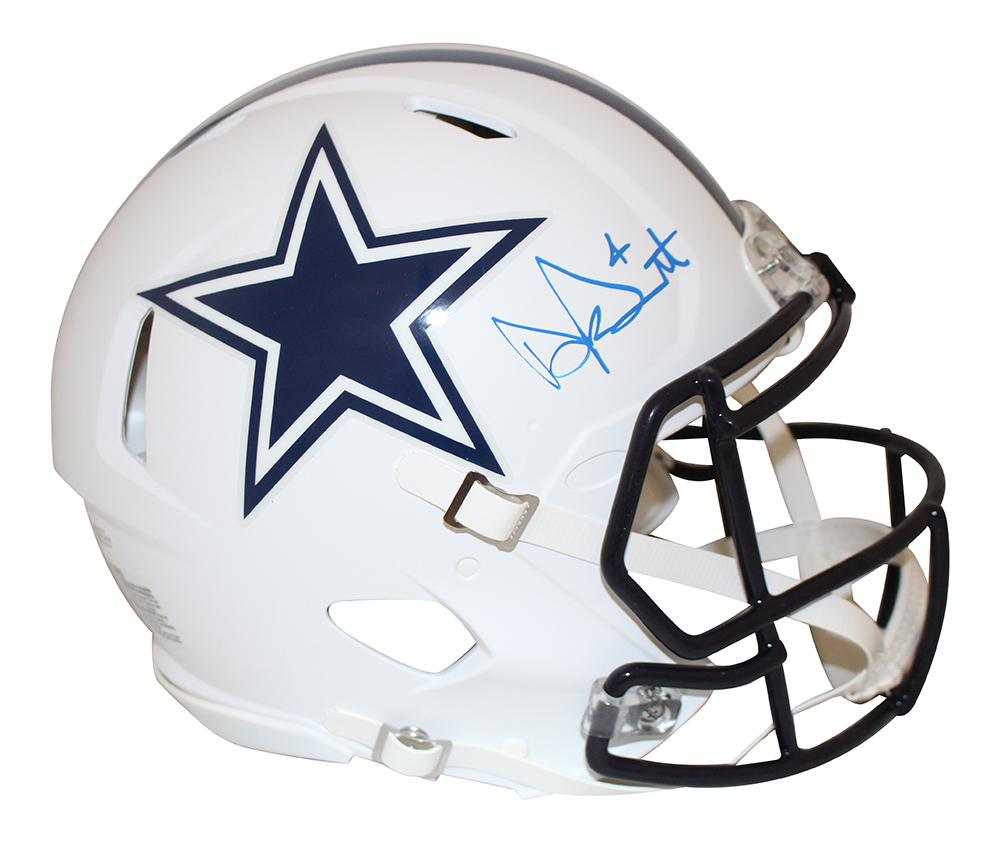 Dak Prescott Autographed Dallas Cowboys Authentic Flat White Helmet BAS 28674