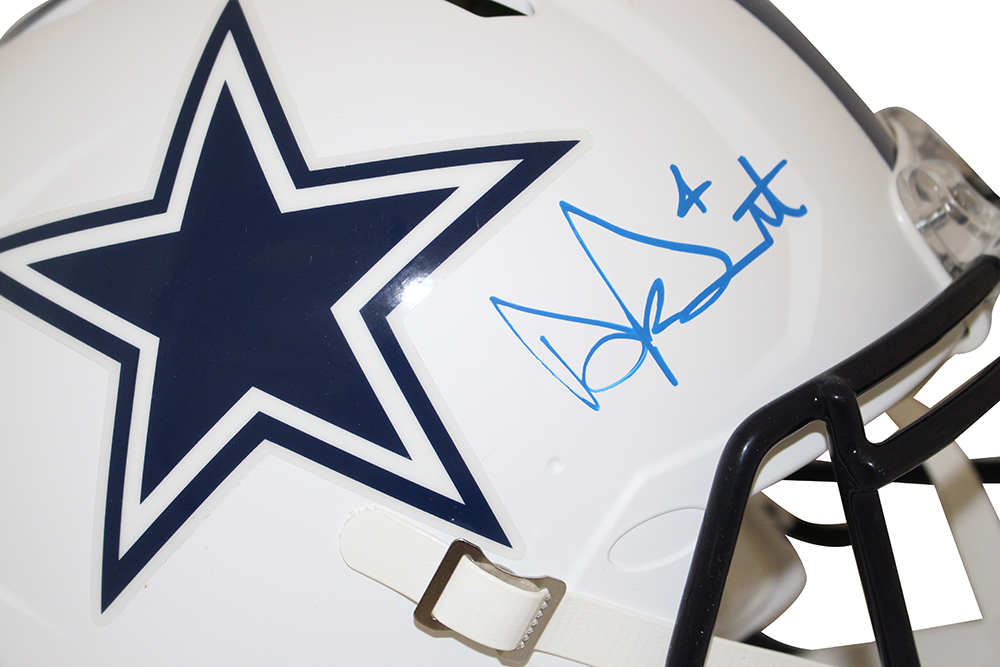 Dak Prescott Autographed Dallas Cowboys Authentic Flat White Helmet BAS 28674