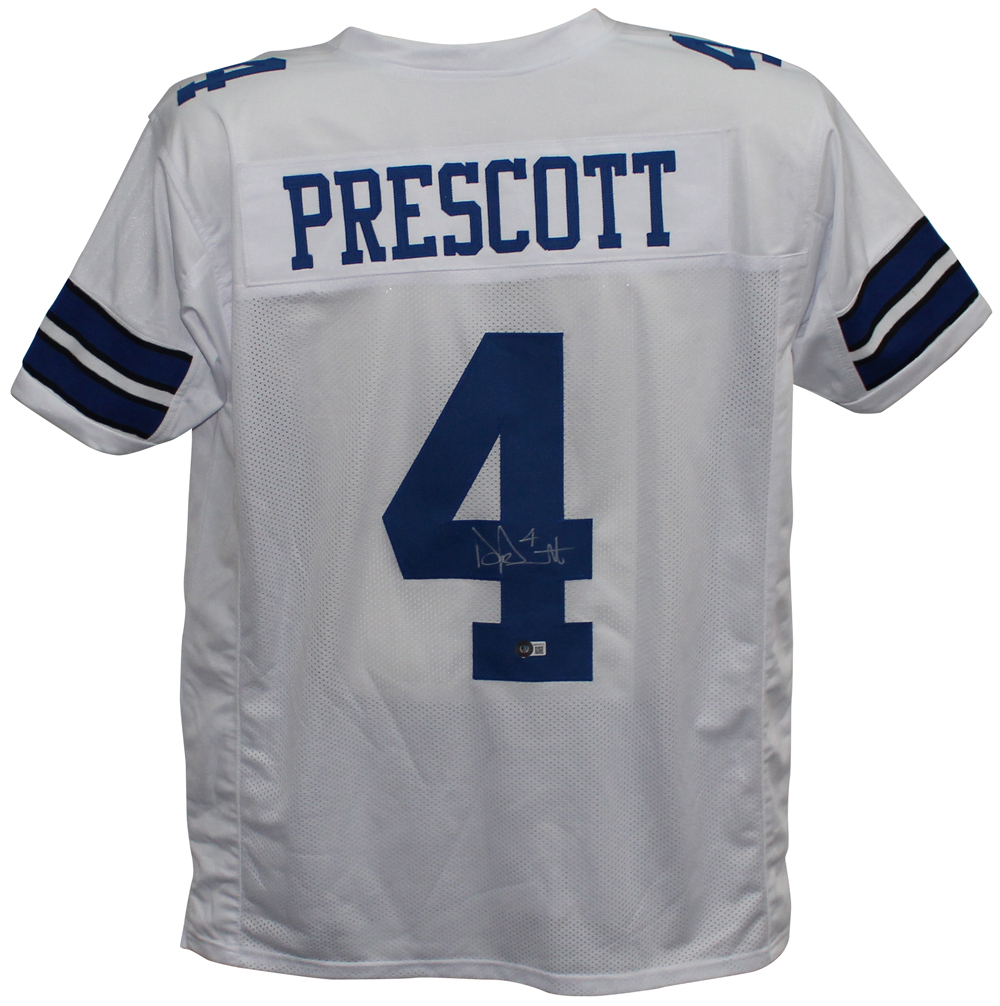 Dak Prescott Autographed/Signed Pro Style White XL Jersey BAS