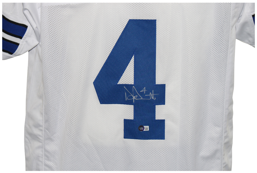 Dak Prescott Autographed/Signed Pro Style White XL Jersey BAS