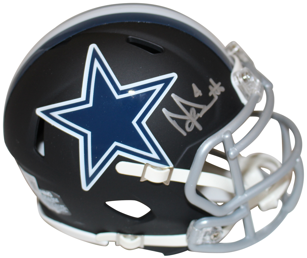 Dak Prescott Autographed Dallas Cowboys Flat Black Mini Helmet Beckett