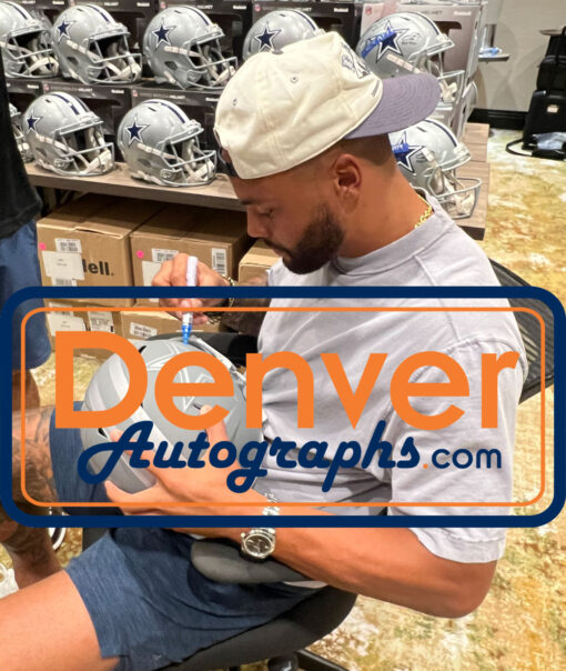 Dak Prescott Autographed Dallas Cowboys Authentic Slate Helmet Beckett 47382