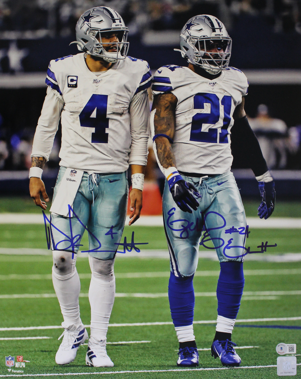 Dak Prescott Ezekiel Elliott Signed Dallas Cowboys 16 20 Photo Beckett Denver Autographs