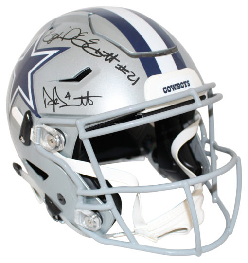 Prescott & Elliott Signed Dallas Cowboys Authentic Speed Flex Helmet BAS 25459