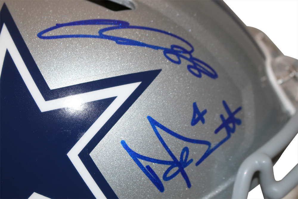 Dak Prescott, Elliott & Lamb Signed Cowboys Authentic Speed Helmet BAS