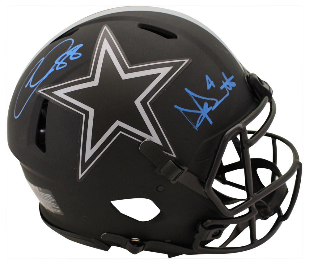 Dak Prescott & Ceedee Lamb Signed Cowboys Authentic Eclipse Helmet BAS
