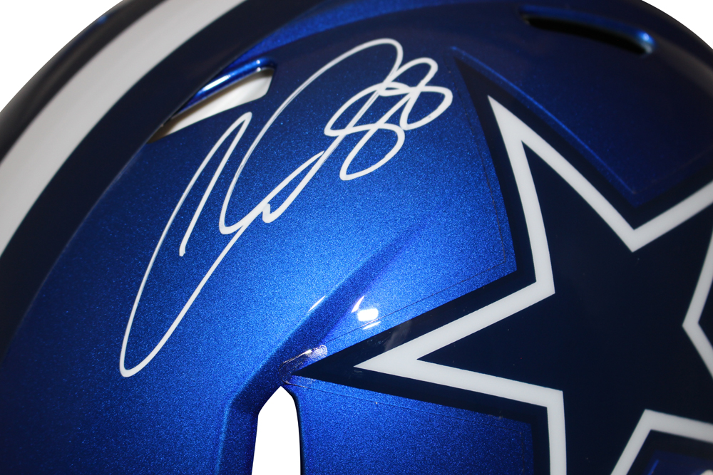 Dak Prescott & Ceedee Lamb Signed Cowboys Authentic Flash Helmet BAS
