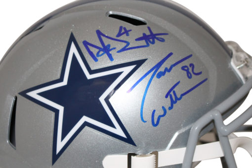 Dak Prescott & Witten Signed Dallas Cowboys Speed Replica Helmet BAS 25463