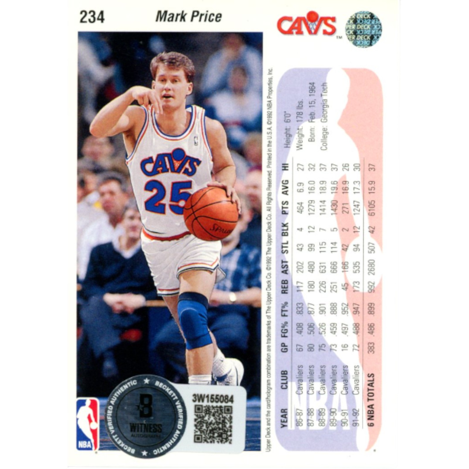 Mark Price Autographed/Signed Upper Deck 92-93 #234 Trading Card Beckett 51933 2 Mark Price Autographed/Signed Upper Deck 92-93 #234 Trading Card Beckett 51933