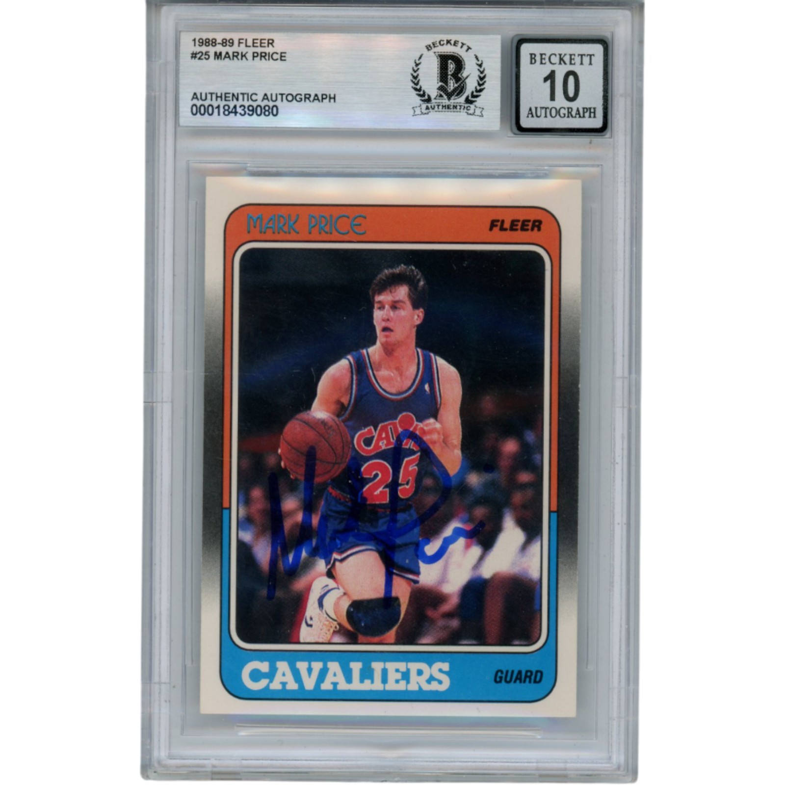 Mark Price Autographed 1988 Fleer #25 Rookie Trading Card 10 Slab Beckett 51911 1 Mark Price Autographed 1988 Fleer #25 Rookie Trading Card 10 Slab Beckett 51911