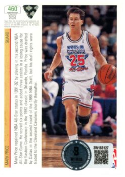 Mark Price Autographed/Signed 91-92 Upper Deck #460 Trading Card Beckett 52577