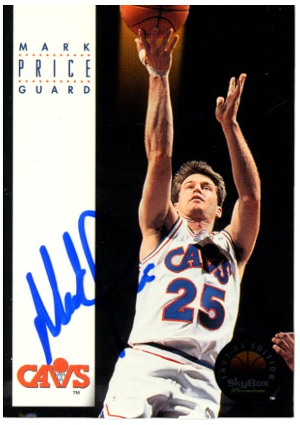 Mark Price Autographed/Signed 1993-1994 Skybox Premium #52 Card Beckett 52554