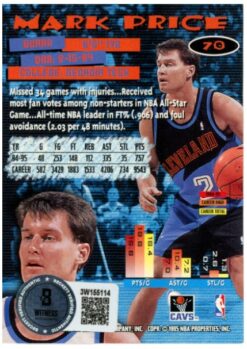 Mark Price Autographed/Signed 95-96 Topps Stadium Club #70 Card Beckett 52522