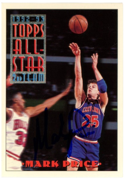Mark Price Autographed/Signed 93-94 Topps #118 Trading Card Beckett 52524