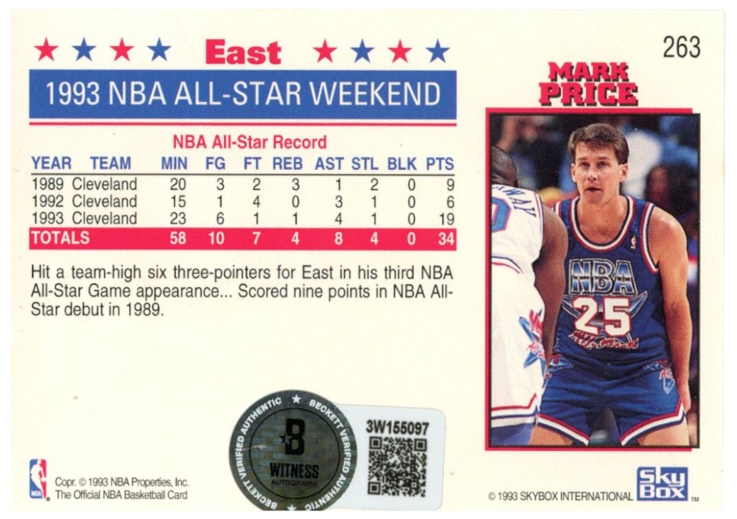 Mark Price Autographed/Signed 94-95 Hoops All-Star #234 Card Beckett 52573 2 Mark Price Autographed/Signed 94-95 Hoops All-Star #234 Card Beckett 52573