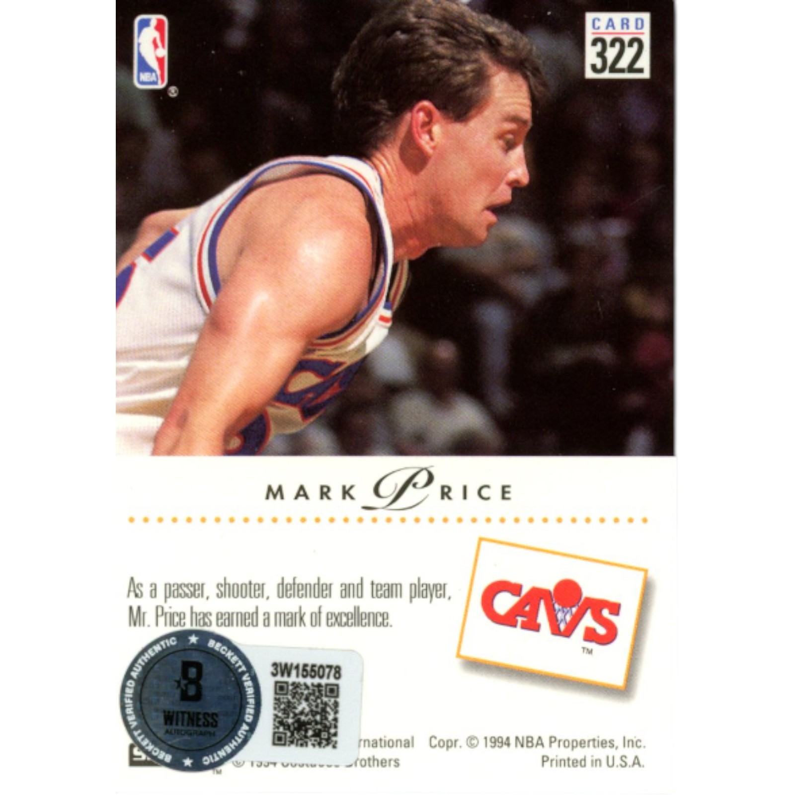 Mark Price Signed 94 Skybox Poster Excellence #322 Trading Card Beckett 51700 2 Mark Price Signed 94 Skybox Poster Excellence #322 Trading Card Beckett 51700