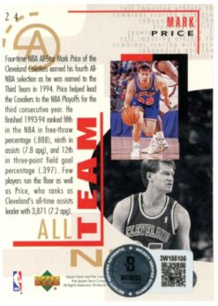 Mark Price Autographed/Signed 1994 Upper Deck #24 Trading Card Beckett 59410