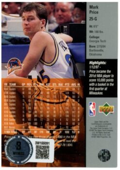 Mark Price Autographed/Signed 97-98 Upper Deck #40 Trading Card Beckett 52506