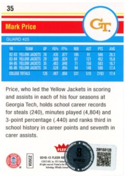 Mark Price Autographed/Signed 12-13 Fleer Retro #35 Trading Card Beckett 52571