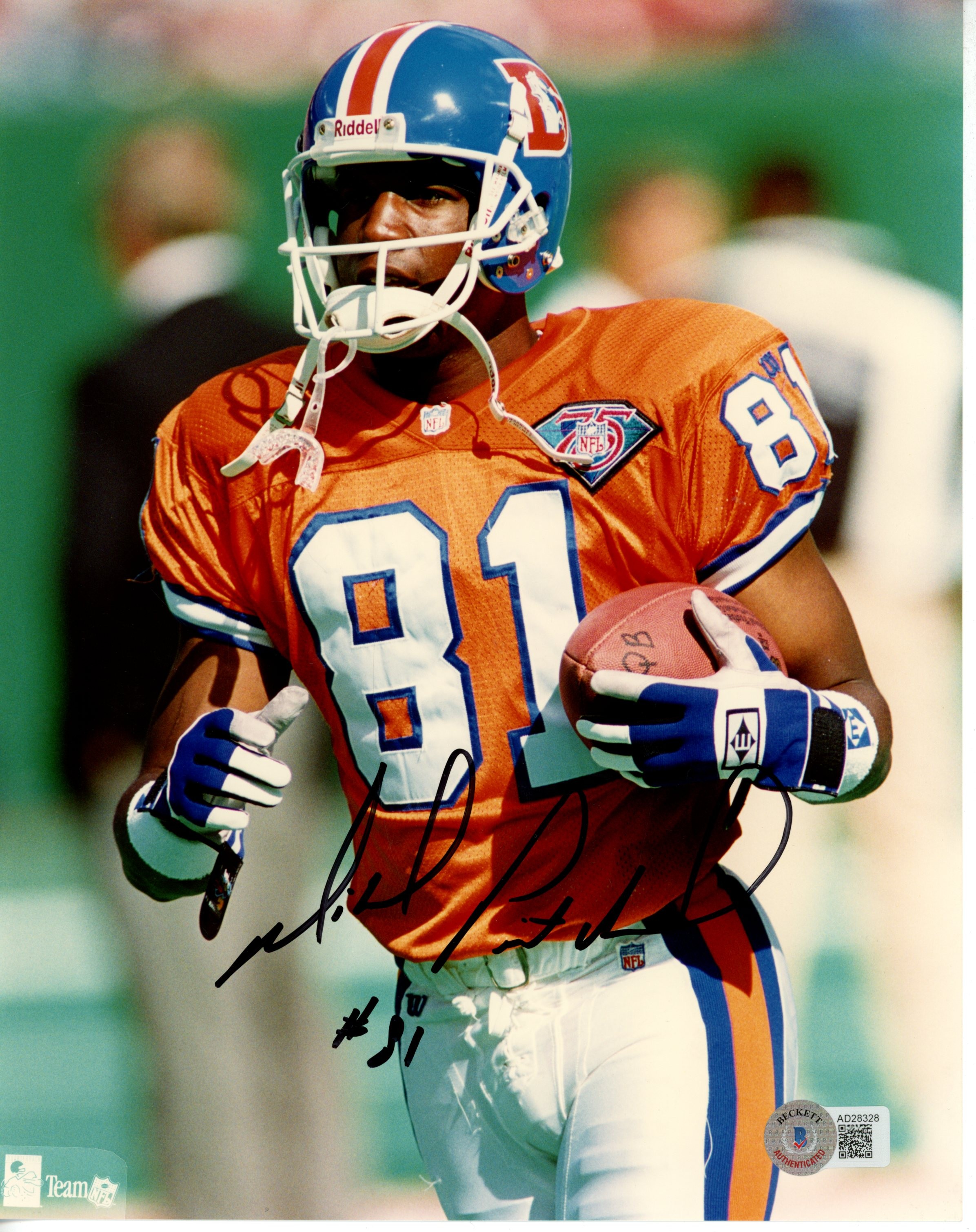 Mike Pritchard Autographed/Signed Denver Broncos 8x10 Photo Beckett 55860