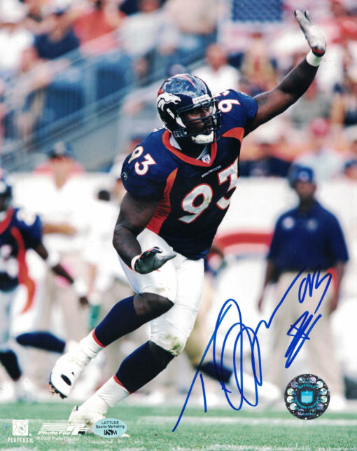 Trevor Pryce Autographed/Signed Denver Broncos 8x10 Photo 27531 PF