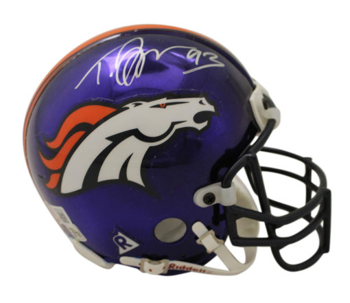 Trevor Pryce Signed Denver Broncos 2000 Chrome Mini Helmet Beckett