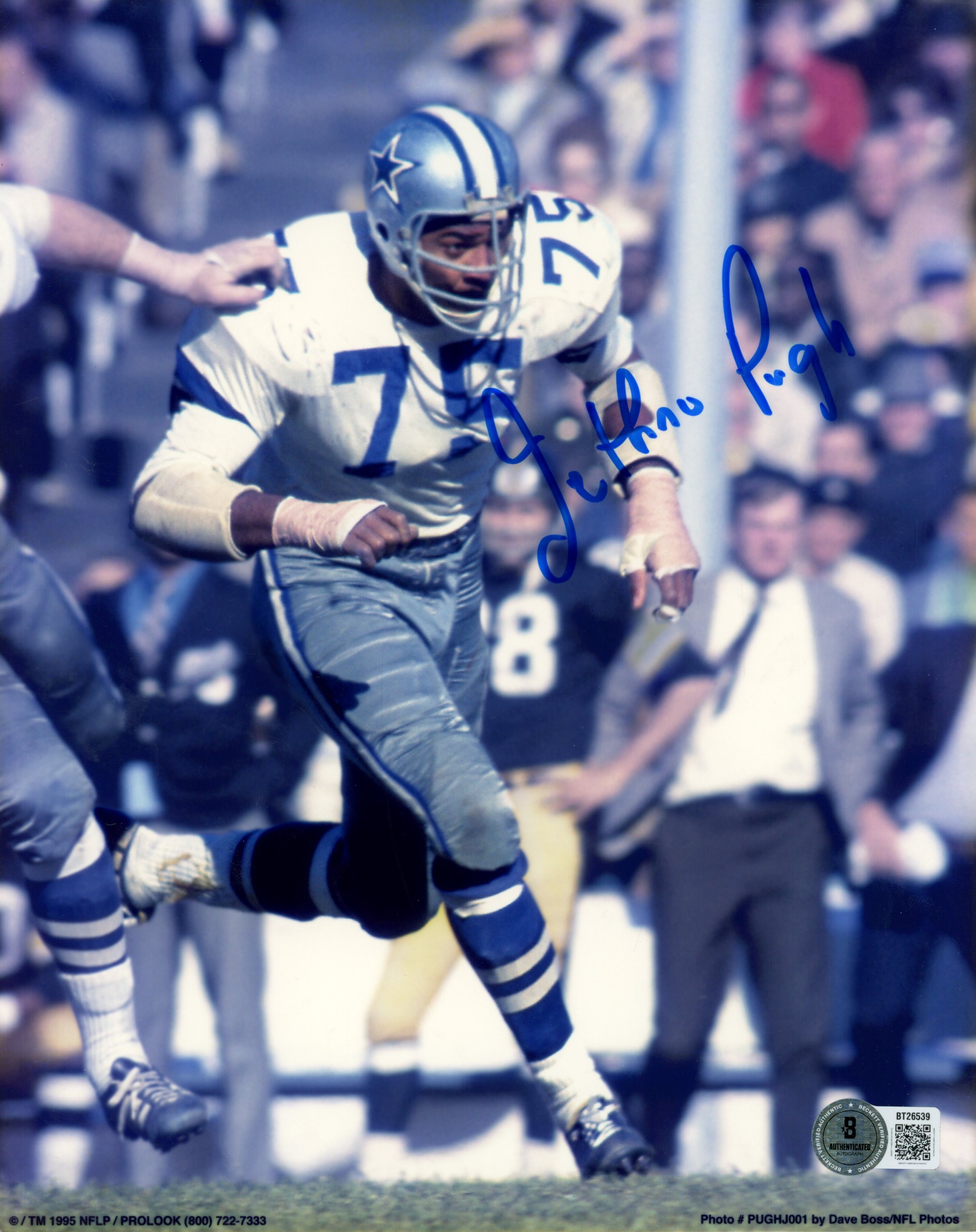 Jethro Pugh Autographed Dallas Cowboys 8x10 Photo PL White Run Beckett 56737