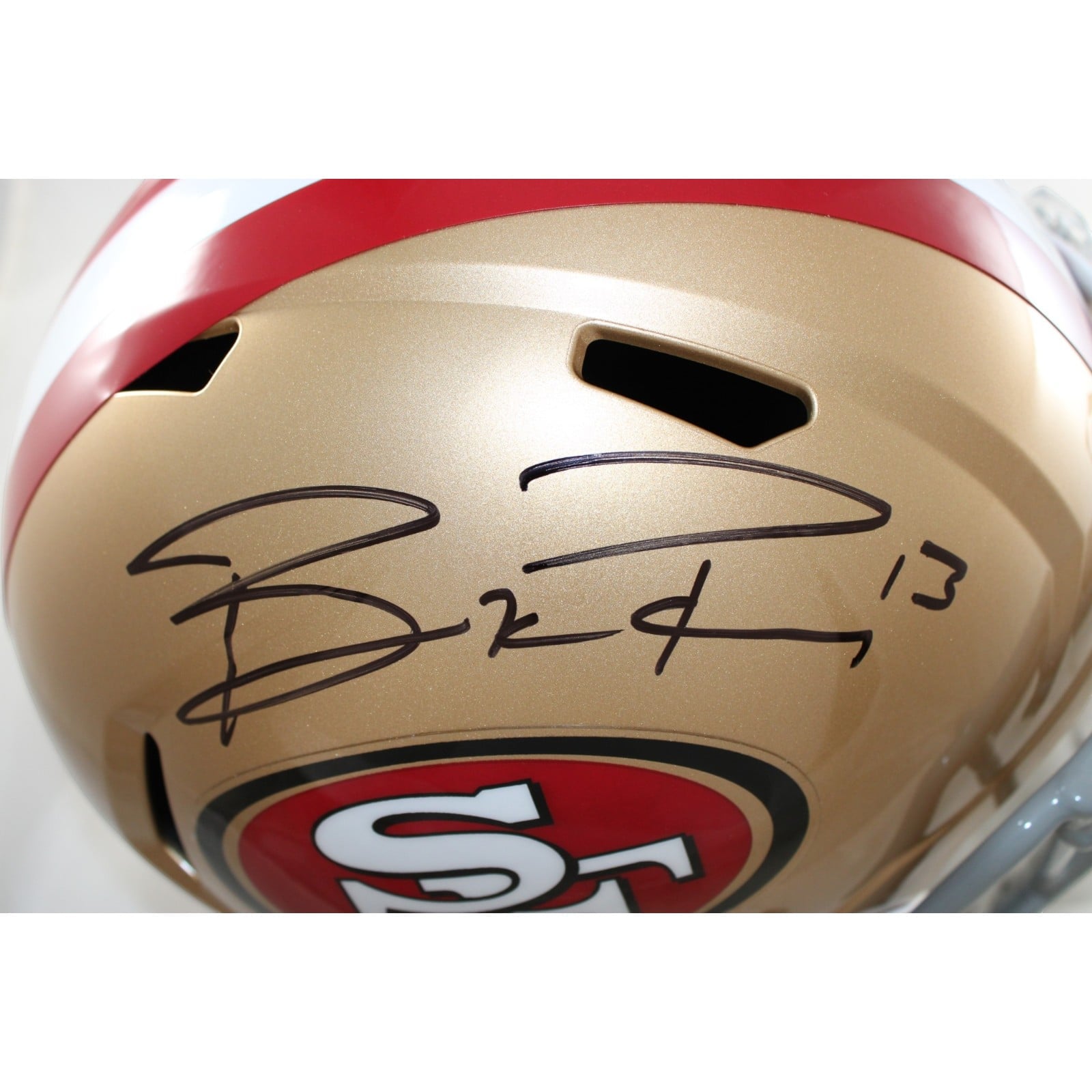 Brock Purdy Autographed/Signed San Francisco 49ers Helmet Replica Beckett 58561 2 Brock Purdy Autographed/Signed San Francisco 49ers Helmet Replica Beckett 58561