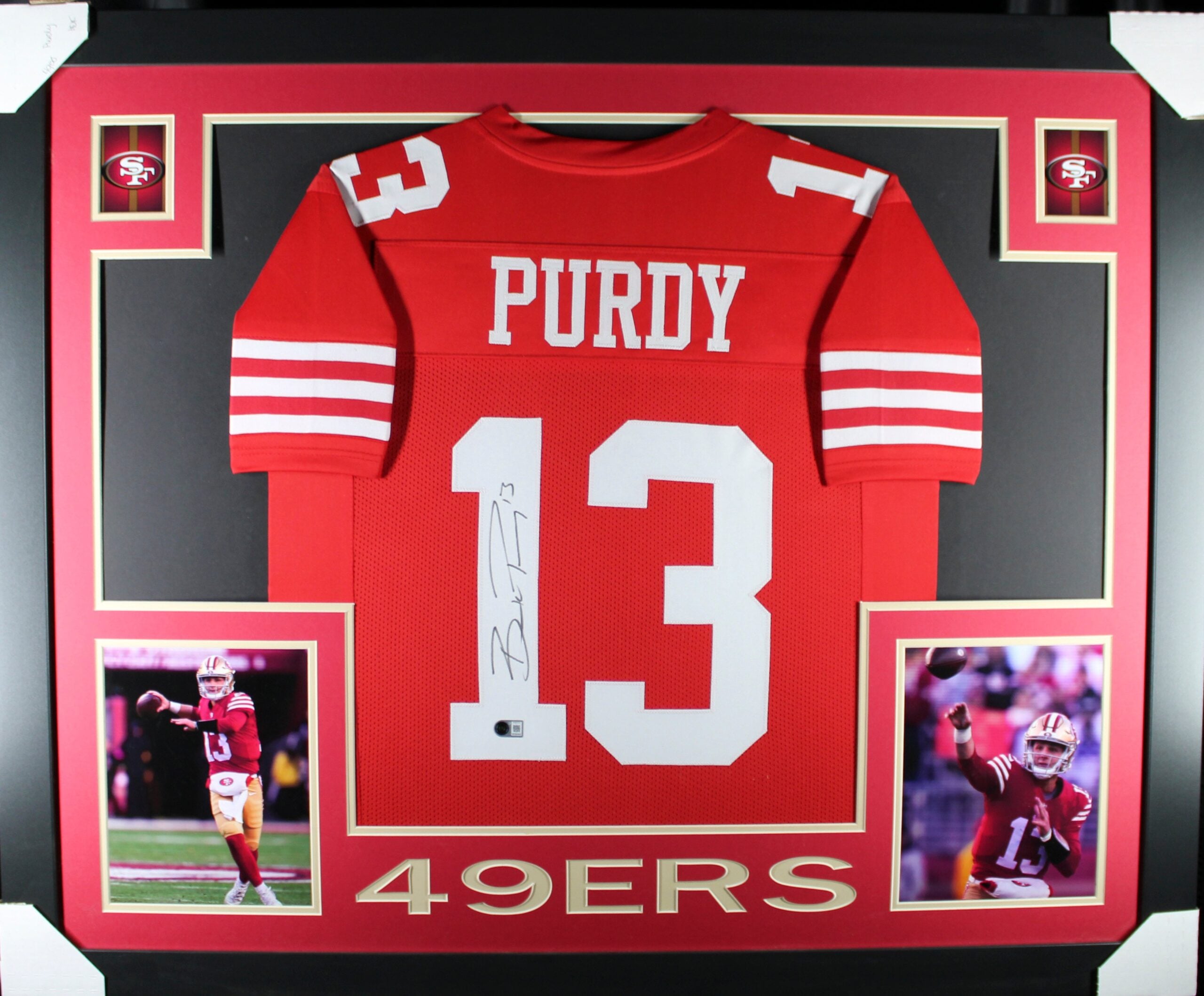 Brock Purdy Signed San Francisco 49ers Framed Jersey Red #1 Beckett WIT 58650 1 Brock Purdy Signed San Francisco 49ers Framed Jersey Red #1 Beckett WIT 58650