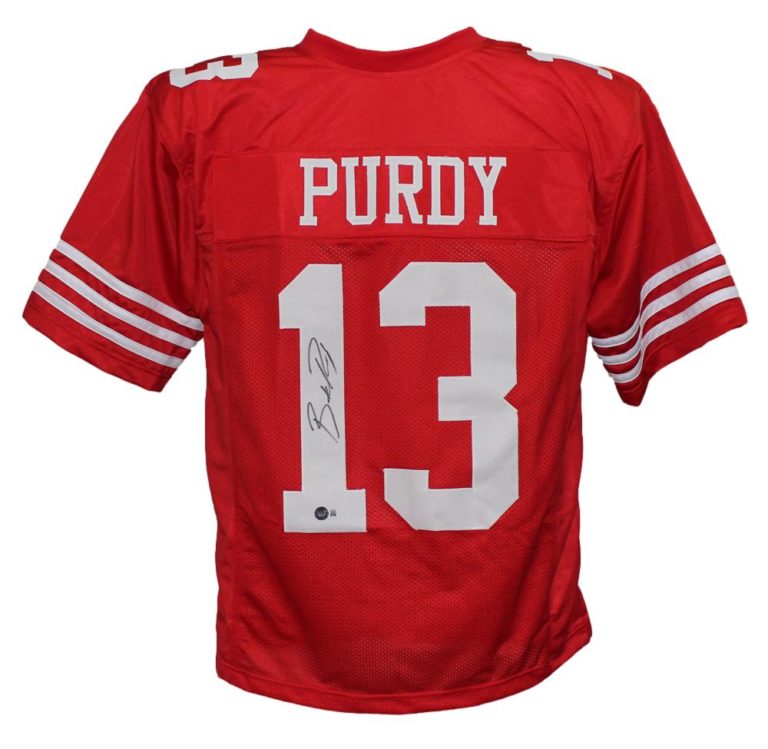 Brock Purdy Autographed/Signed Pro Style Red XL Jersey Beckett Denver