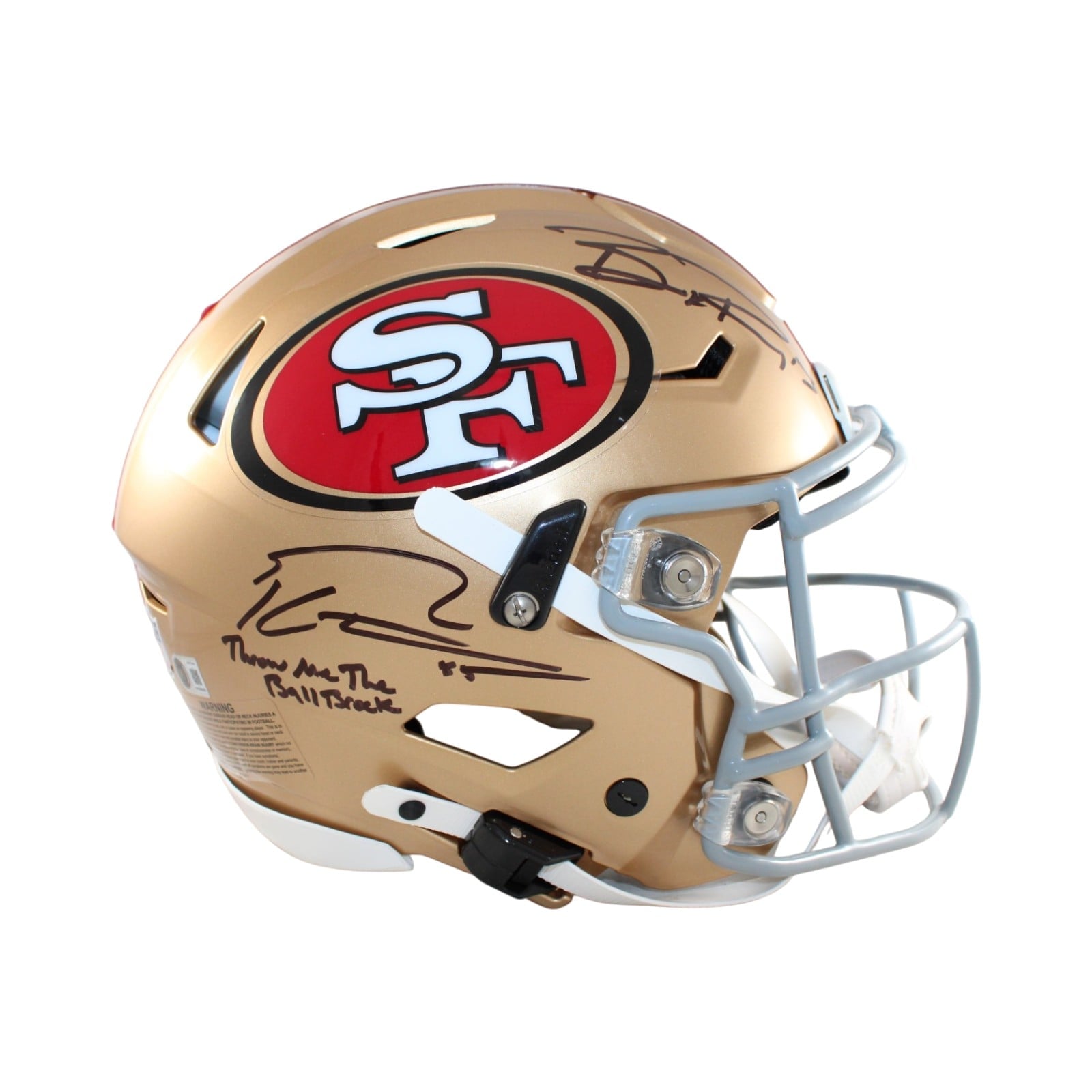 Purdy Kittle Signed 49ers Helmet Speedflex "Throw me the Ball Brock" BAS 58566