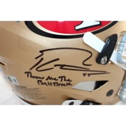 Purdy Kittle Signed 49ers Helmet Speedflex "Throw me the Ball Brock" BAS 58566