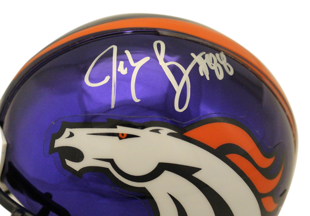 Jeb Putzier Signed Denver Broncos 2000 Chrome Mini Helmet Beckett