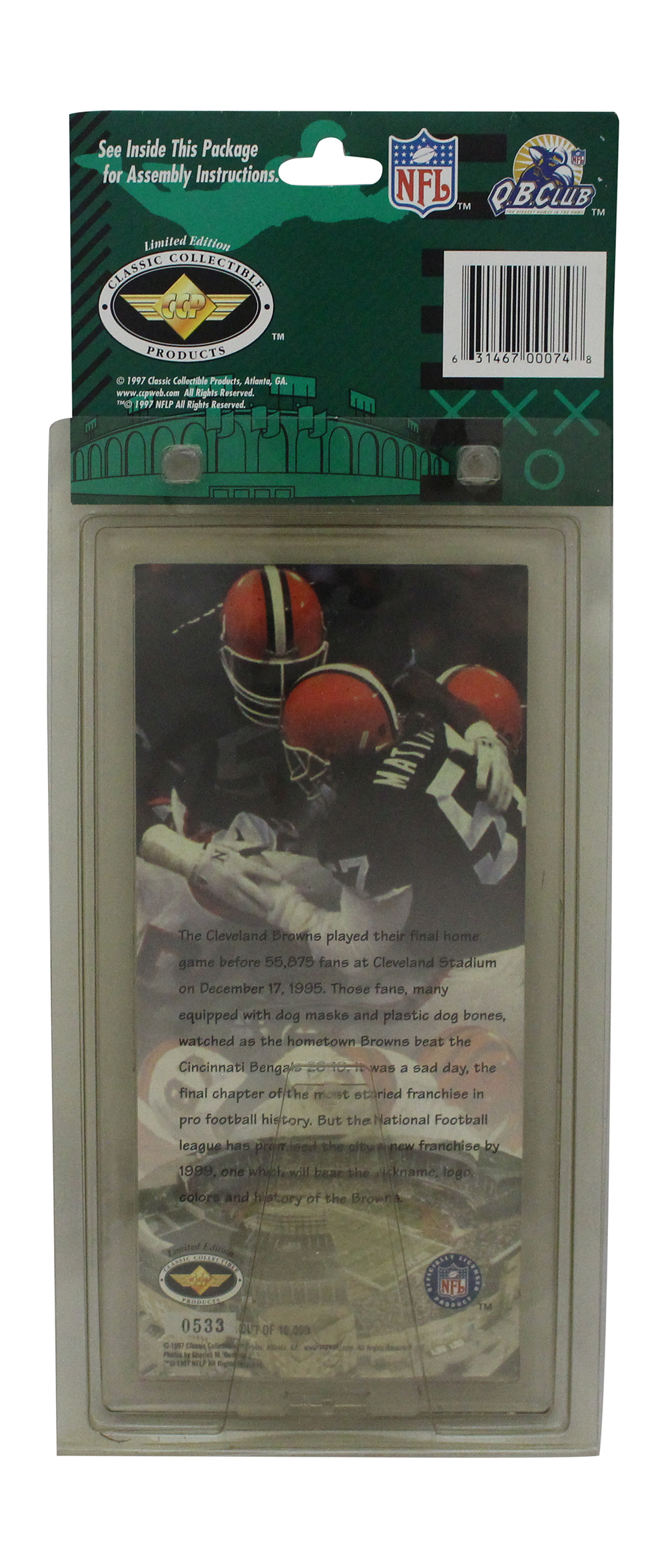 Cleveland Browns QB Club Commemorative Ticket 1995 vs Bengals 32236