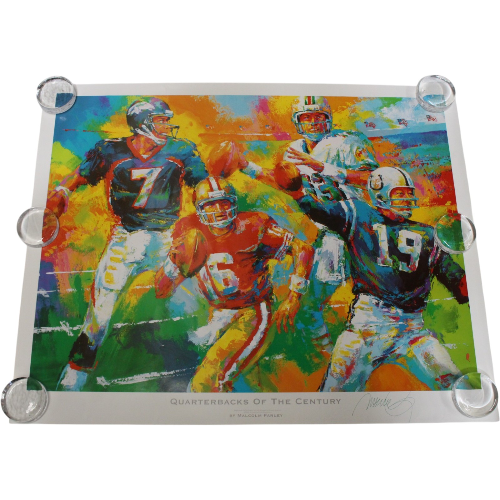 Elway Montana Marino Unitas QBs of the Century 24x30 Malcolm Farley Print 57559