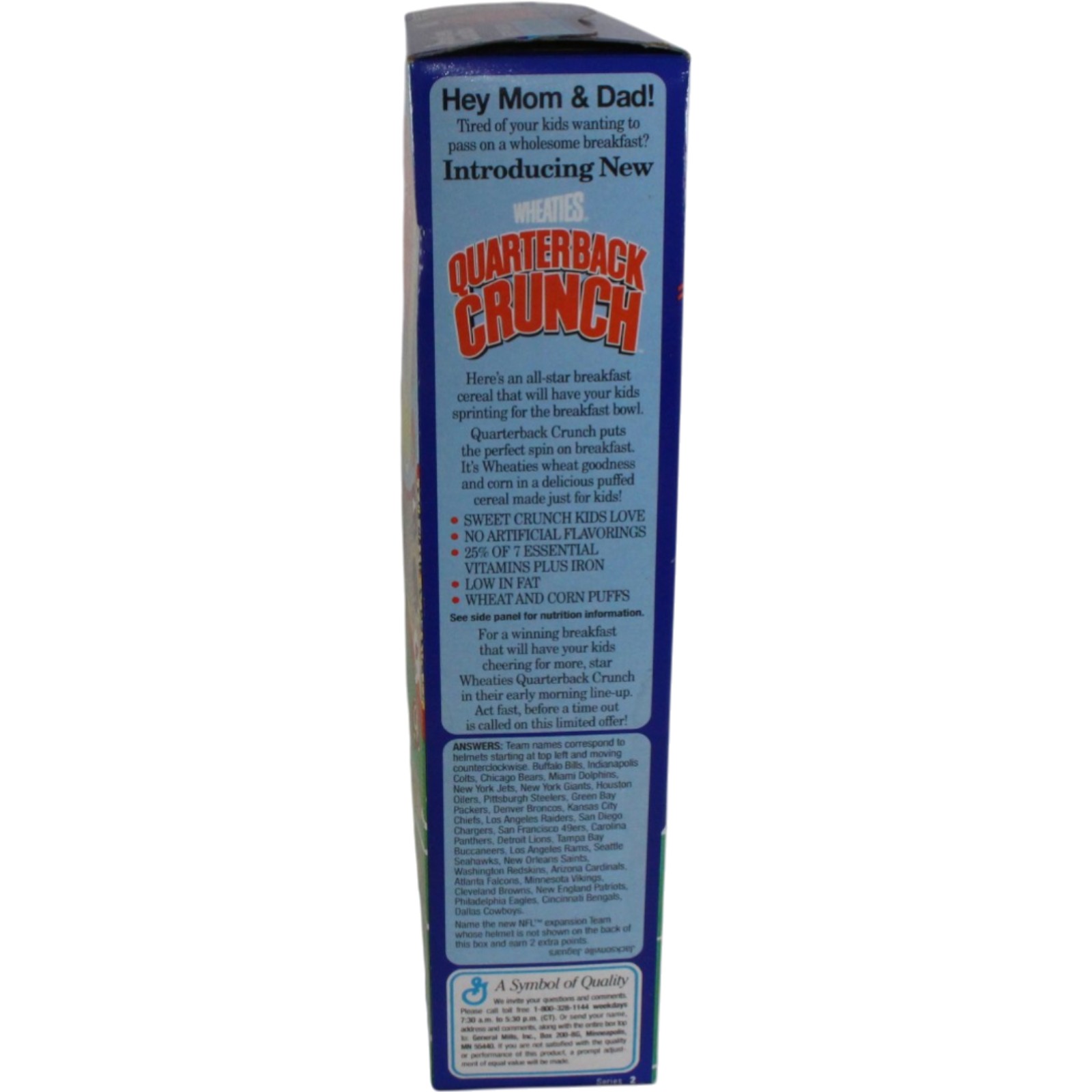 Quarterback Crunch Wheaties Cereal Box 1994 Sealed Unopened 55302 2 Quarterback Crunch Wheaties Cereal Box 1994 Sealed Unopened 55302