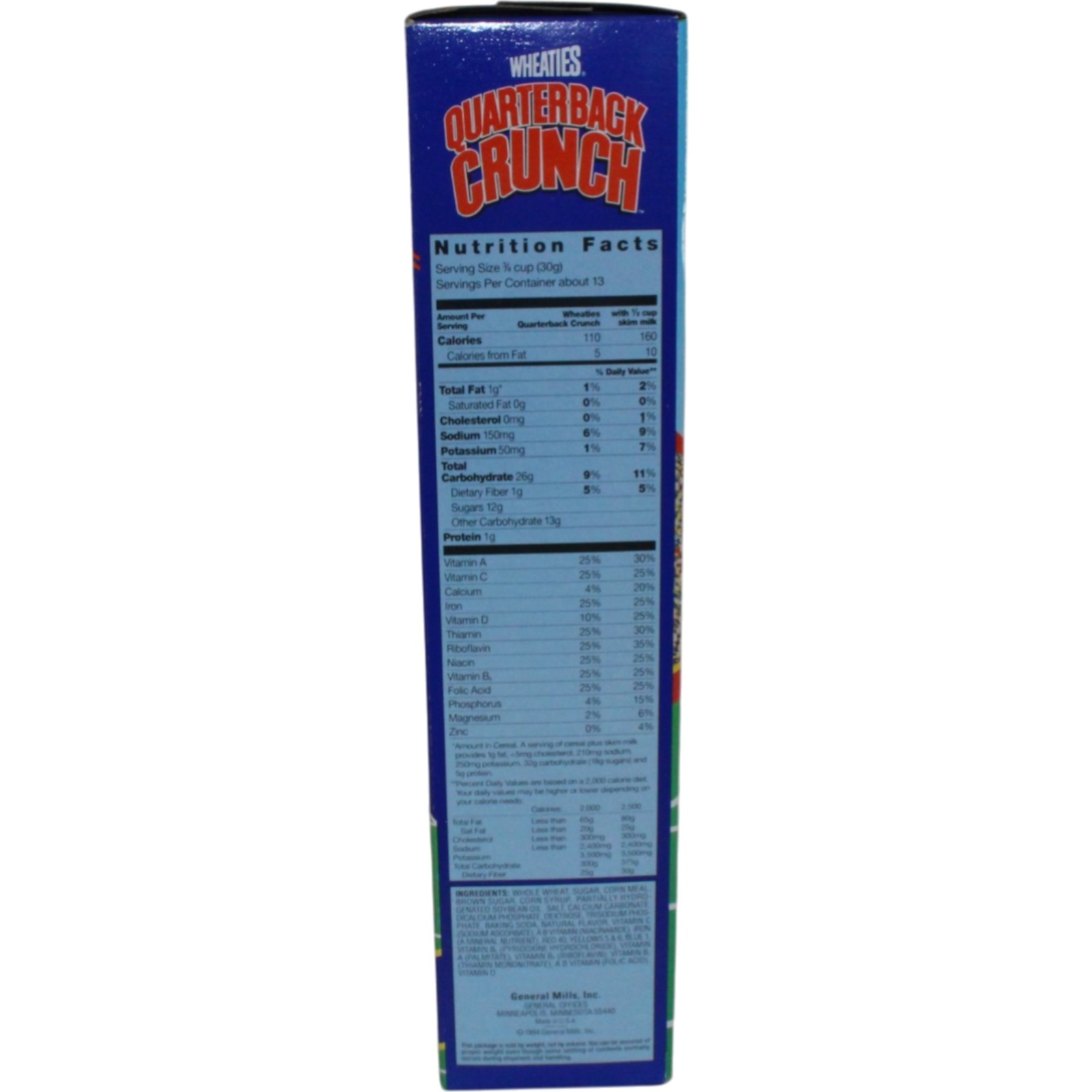 Quarterback Crunch Wheaties Cereal Box 1994 Sealed Unopened 55302 4 Quarterback Crunch Wheaties Cereal Box 1994 Sealed Unopened 55302