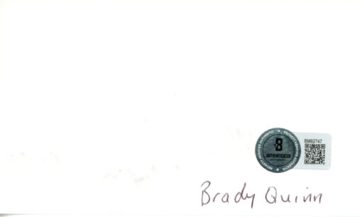 Brady Quinn Autographed Notre Dame Fighting Irish Index Card BAS 45394