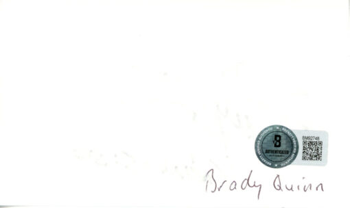 Brady Quinn Autographed Notre Dame Fighting Irish Index Card BAS 45395