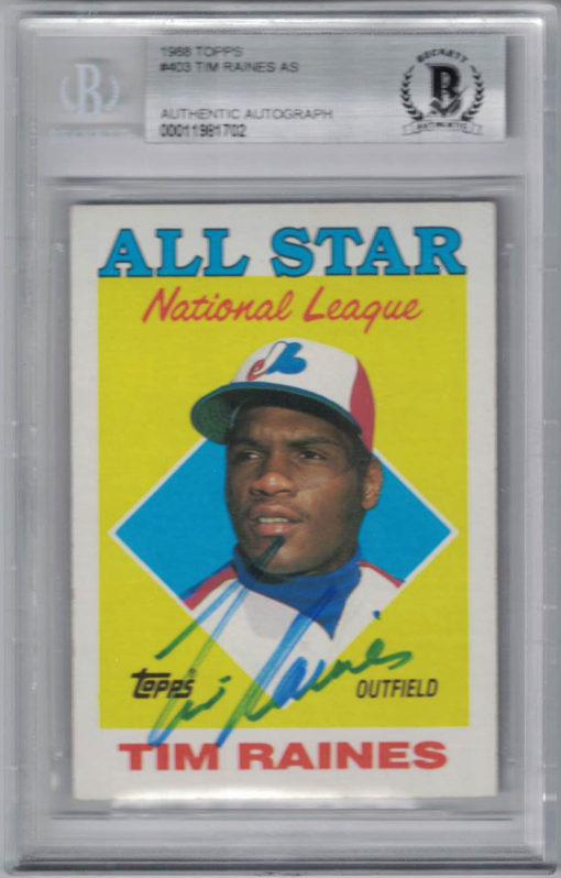 Tim Raines Signed Montreal Expos 1988 Topps All Star Trading Card BAS 27002