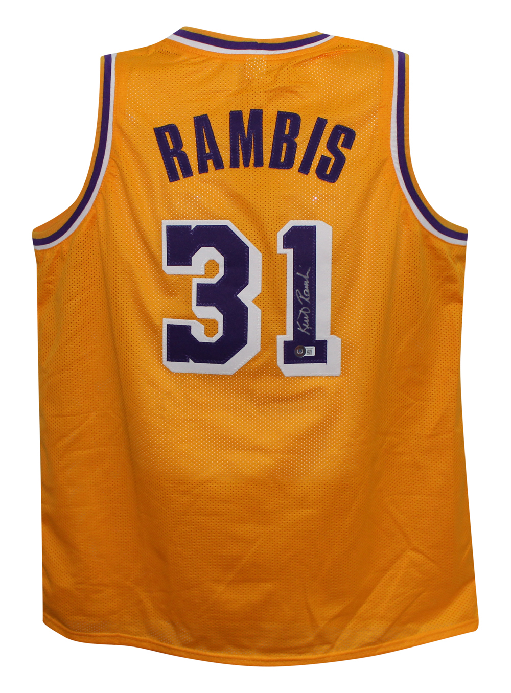 Kurt Rambis Autographed/Signed Pro Style Yellow XL Jersey Beckett