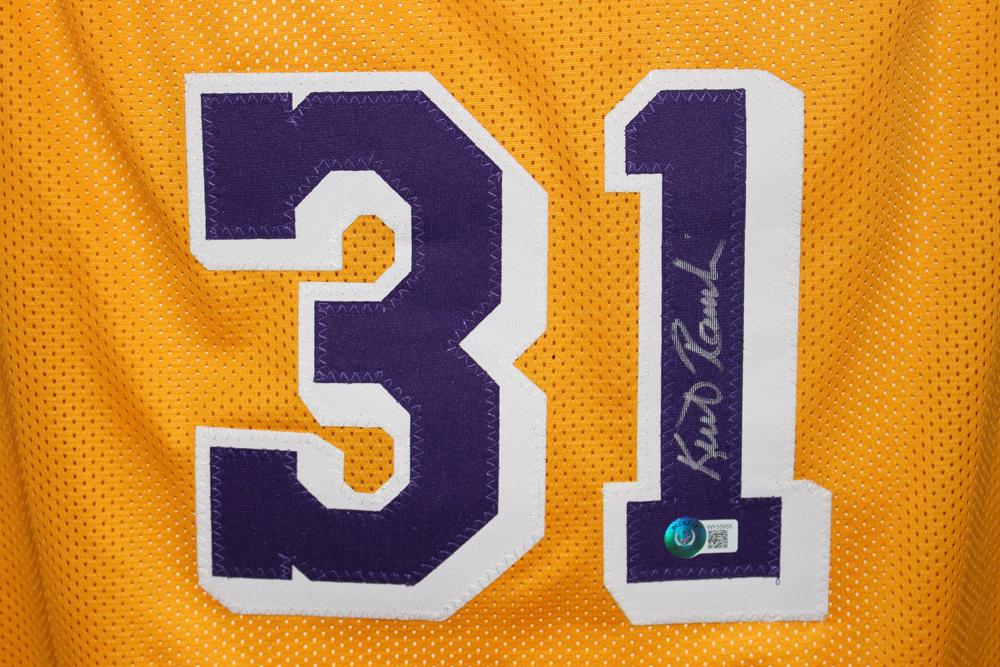 Kurt Rambis Autographed/Signed Pro Style Yellow XL Jersey Beckett