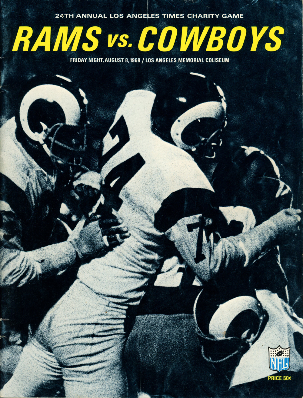 Dallas Cowboys vs Los Angeles Rams 8/8/1969 Charity Game Program