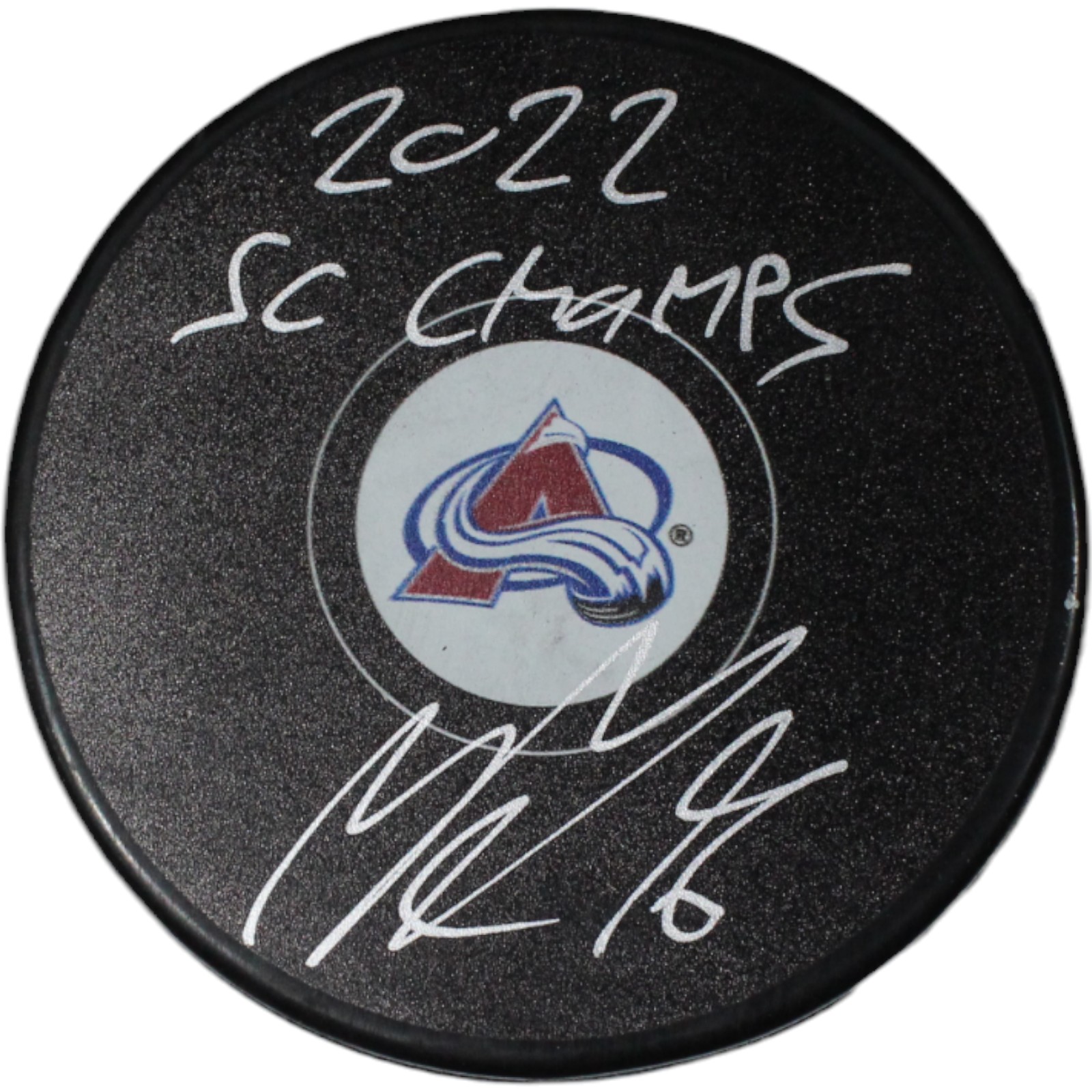 Miko Rantanen Autographed Colorado Puck '22 Sc Champs Beckett