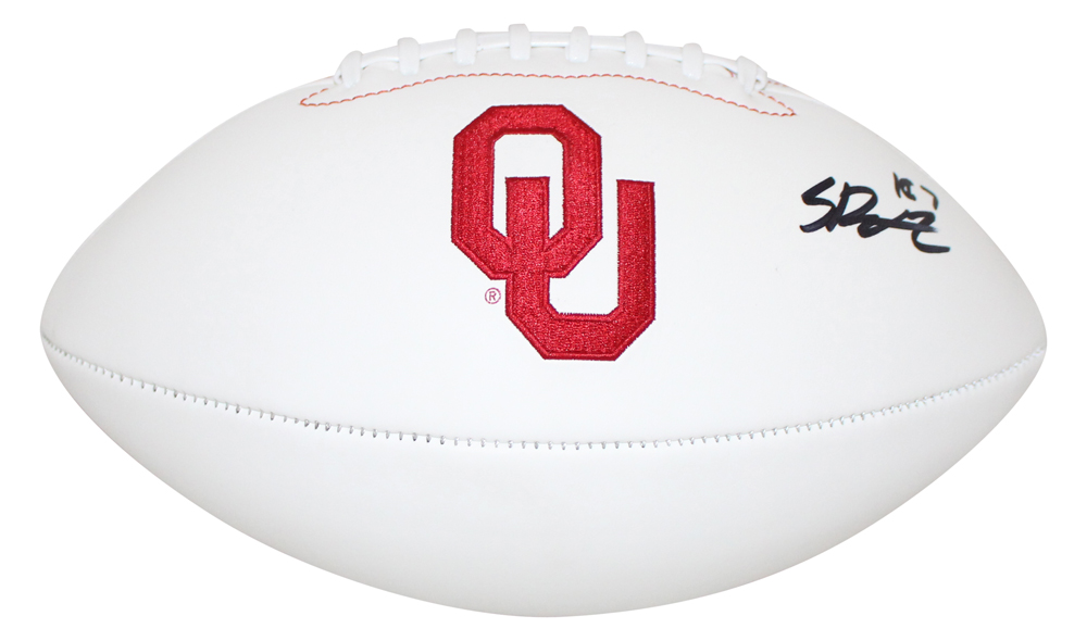 Spencer Rattler Autographed Oklahoma Sooners Logo Football Beckett