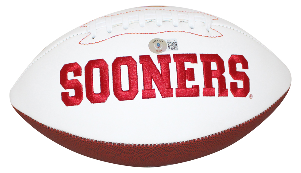 Spencer Rattler Autographed Oklahoma Sooners Logo Football Beckett