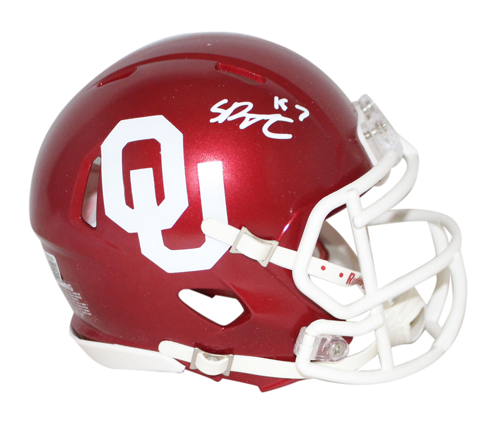 Spencer Rattler Autographed Oklahoma Sooners Speed Mini Helmet BAS
