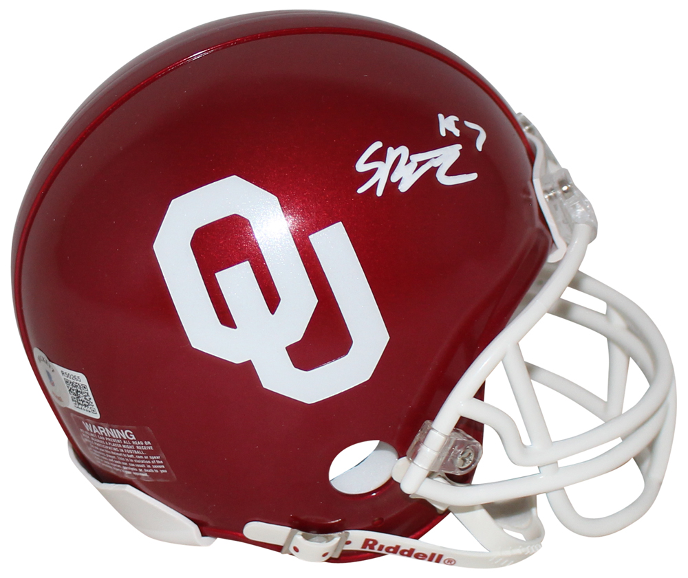 Spencer Rattler Autographed Oklahoma Sooners VSR4 Mini Helmet BAS