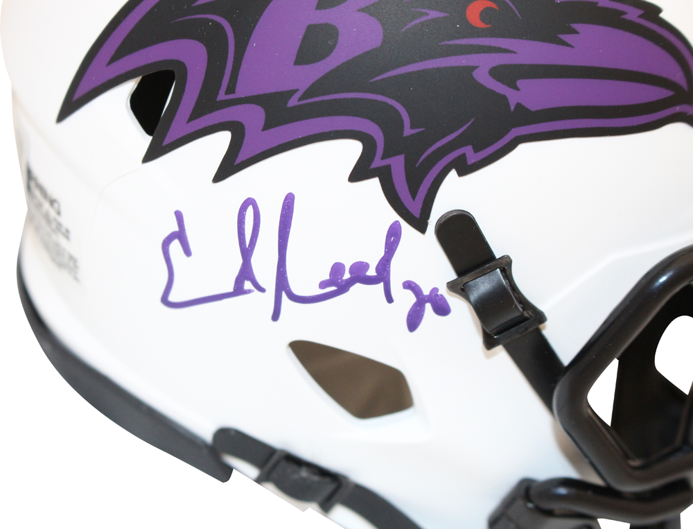 Ray Lewis & Ed Reed Autographed Baltimore Ravens Lunar Mini Helmet BAS